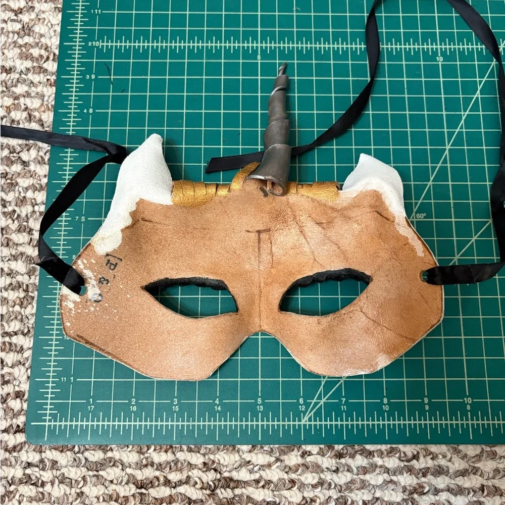 Unicorn Leather Mask with Gold and Pink Accents